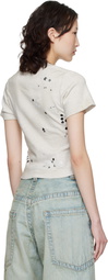 Maison MIHARA YASUHIRO Taupe Embellished Sticker Mini T-shirt