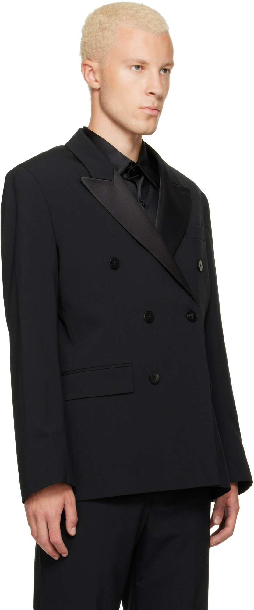 Ernest W. Baker Black Six Button Double Breasted Blazer