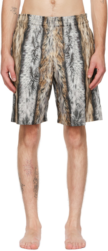 Photo: Acne Studios Beige Fur Print Swim Shorts