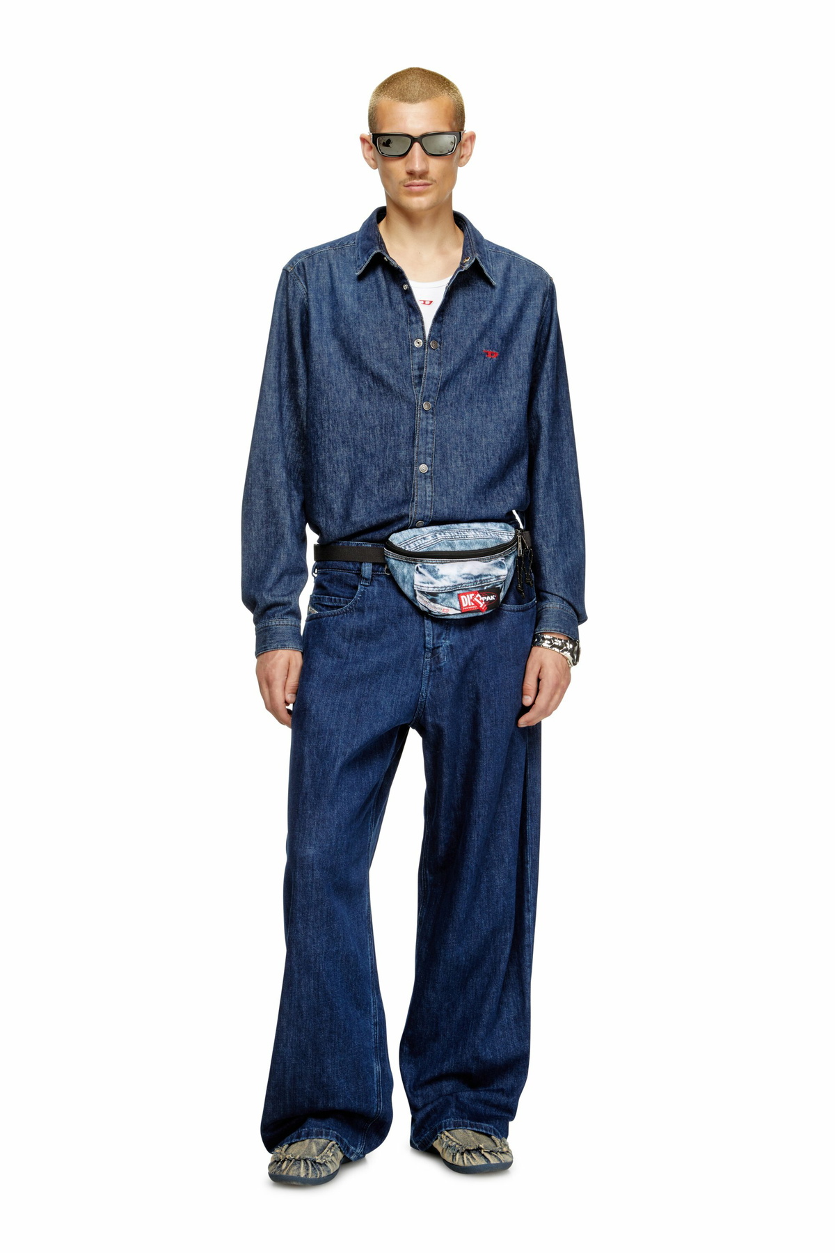 Diesel Belt bag in trompe l'oeil denim - Belt bags - Unisex - Blue