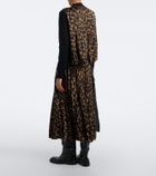 Sacai Paneled leopard-print midi skirt
