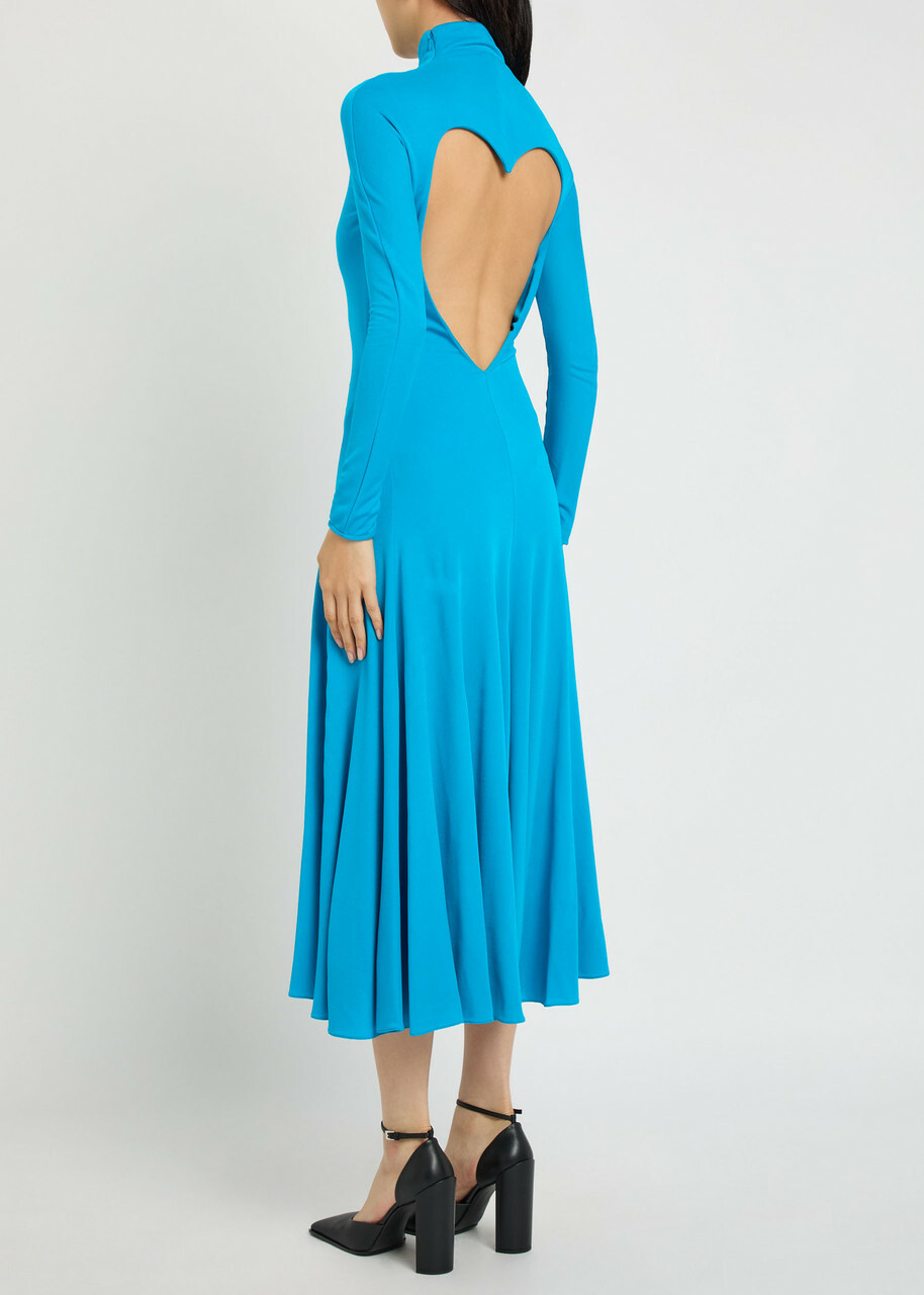 Alaïa Heart Cut-out Crepe Midi Dress Turquoise