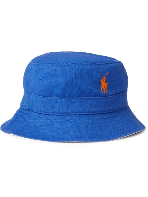 Photo: POLO RALPH LAUREN - Logo-Embroidered Cotton-Twill Bucket Hat - Blue