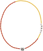 Fendi Orange & Red Beaded 'Forever Fendi' Necklace
