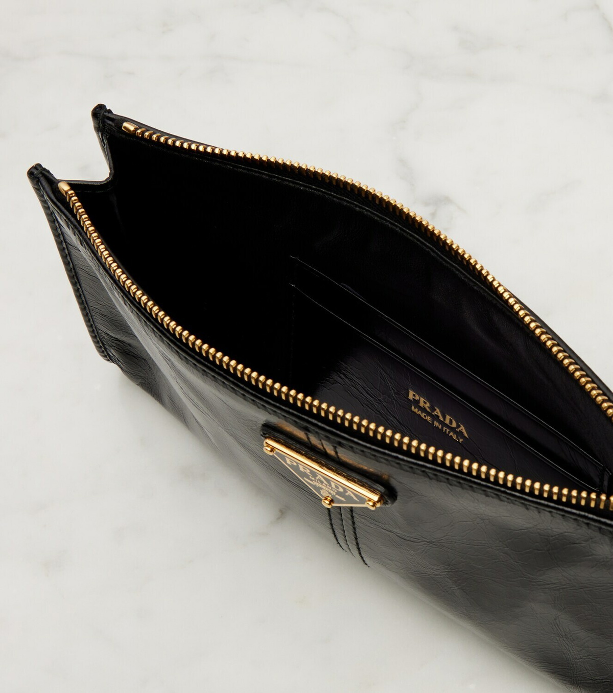 Prada Logo leather pouch