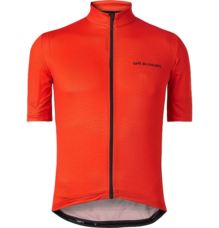 Photo: Cafe du Cycliste - Fleurette Polka-Dot Cycling Jersey - Orange