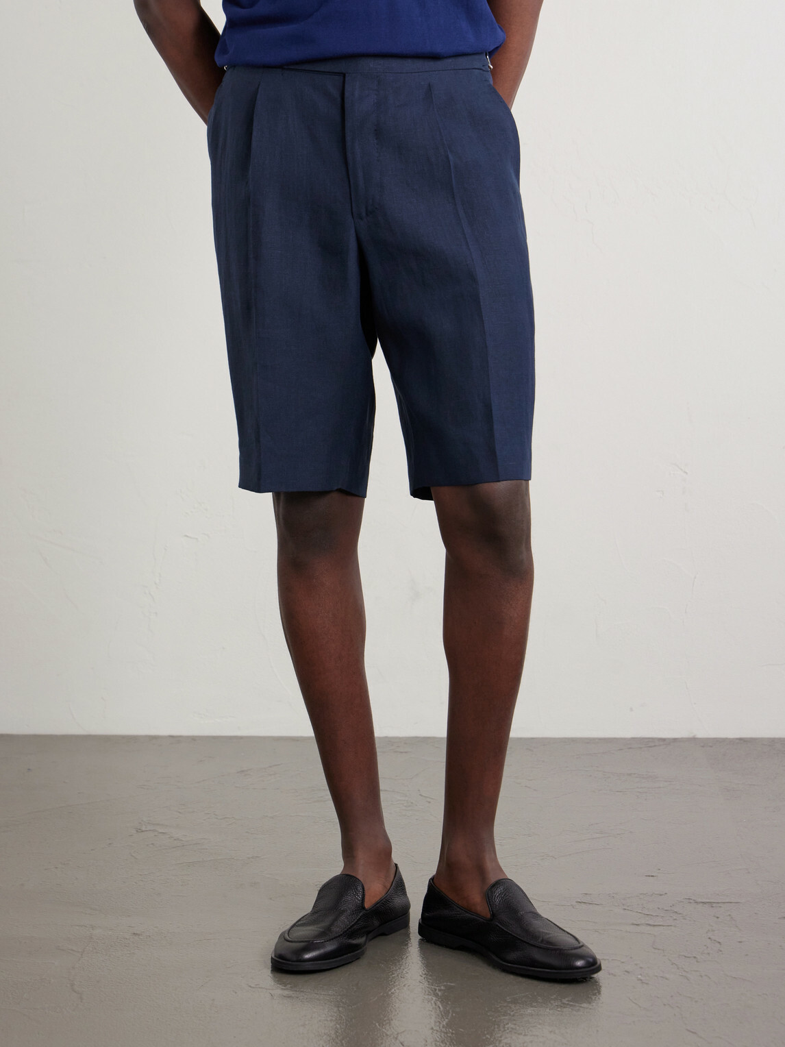 De Petrillo - Straight-Leg Linen Shorts - Blue