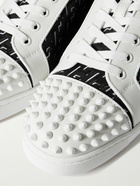 Christian Louboutin - Louis Junior Spikes Rubber-Trimmed Mesh and Suede Sneakers - White