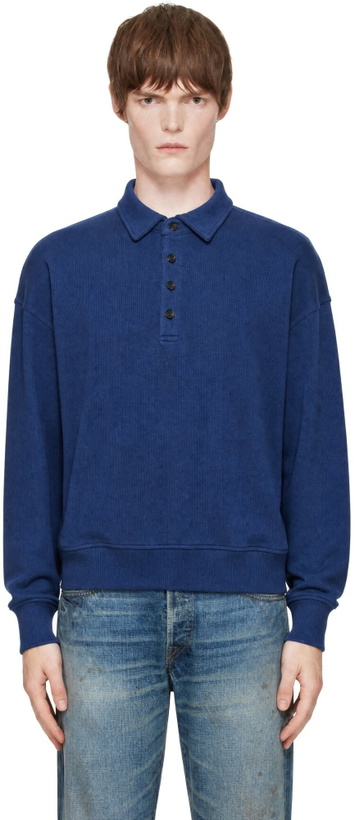 Photo: Polo Ralph Lauren Navy Relaxed Fit Ribbed Pullover Polo