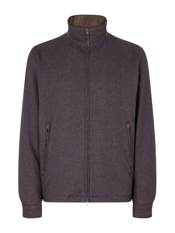 Photo: Herno - Silk and Cashmere-Blend Twill Bomber Jacket - Gray