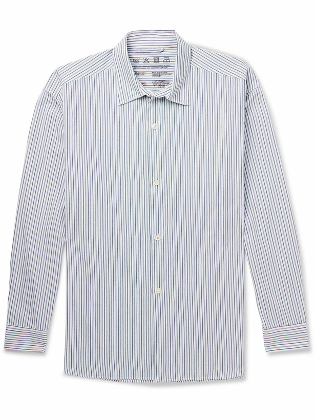 Photo: mfpen - Throwing Fits Striped Cotton Shirt - Blue