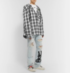 Off-White - Oversized Appliquéd Checked Cotton-Blend Flannel Hooded Shirt - White