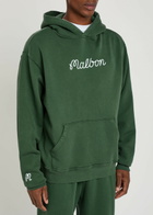 Malbon Fesque Embroidered Cotton Hooded Sweatshirt Green