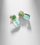 Octavia Elizabeth Double Orbit 18kt gold earrings with tourmaline and emeralds
