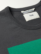 Folk - Damien Poulain Logo-Appliquéd Printed Organic Cotton-Jersey T-Shirt - Gray