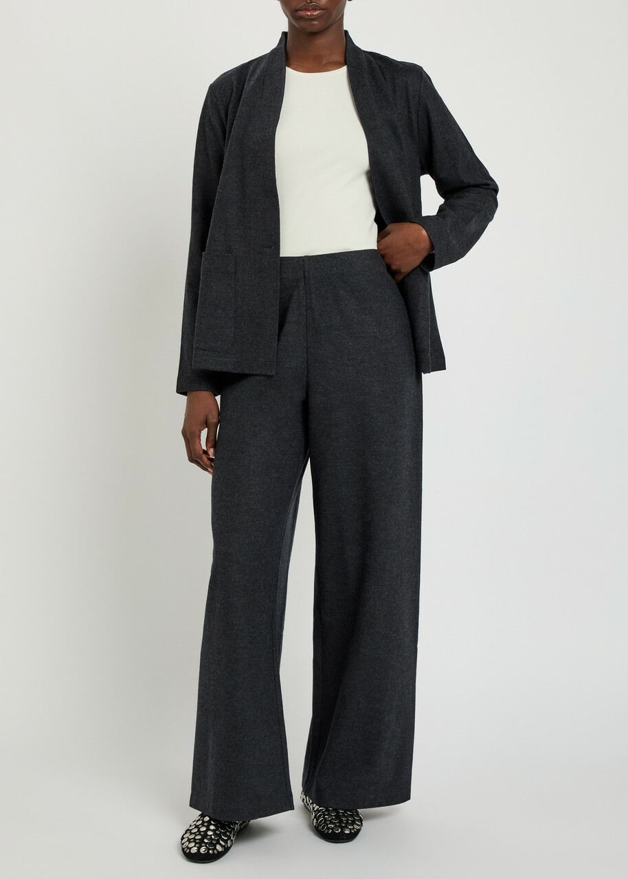 Eileen Fisher Wide-leg Wool Trousers Charcoal