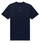 Handvaerk - Pima Cotton-Jersey Henley T-Shirt - Blue