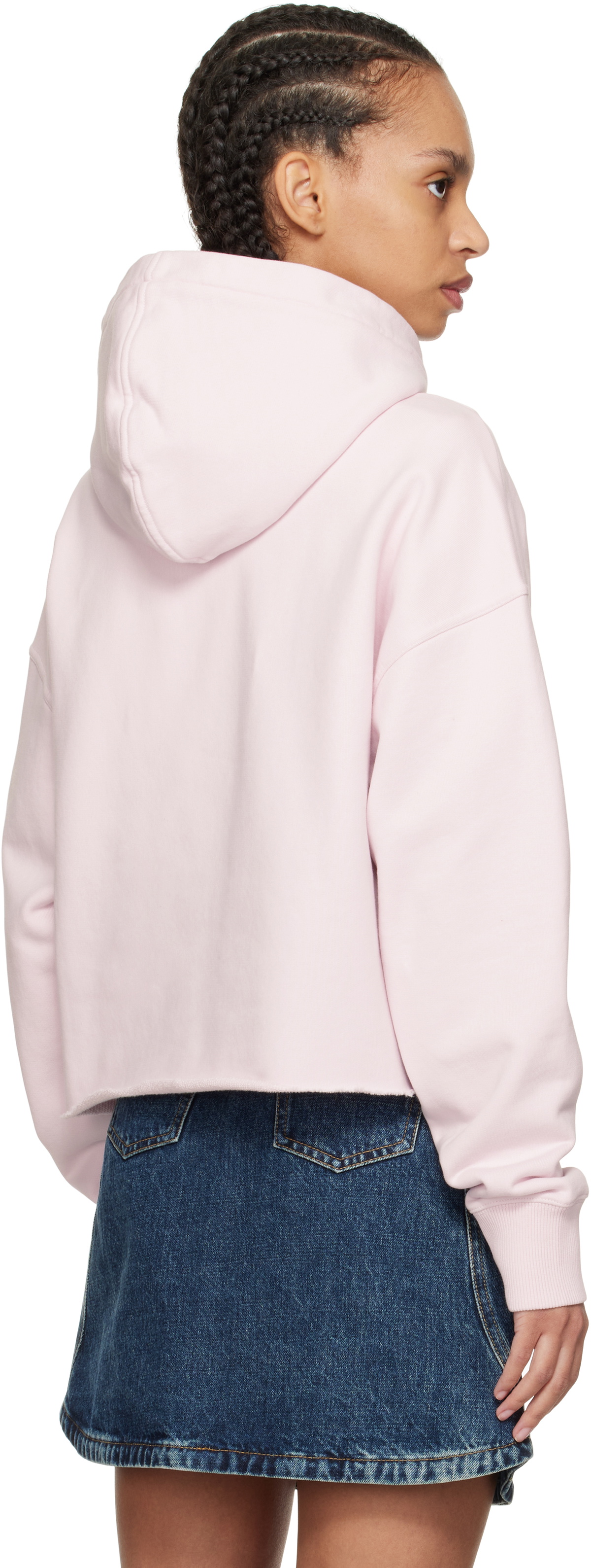 Givenchy Pink Cropped 'GIVENCHY' Snake Print Fleece Hoodie