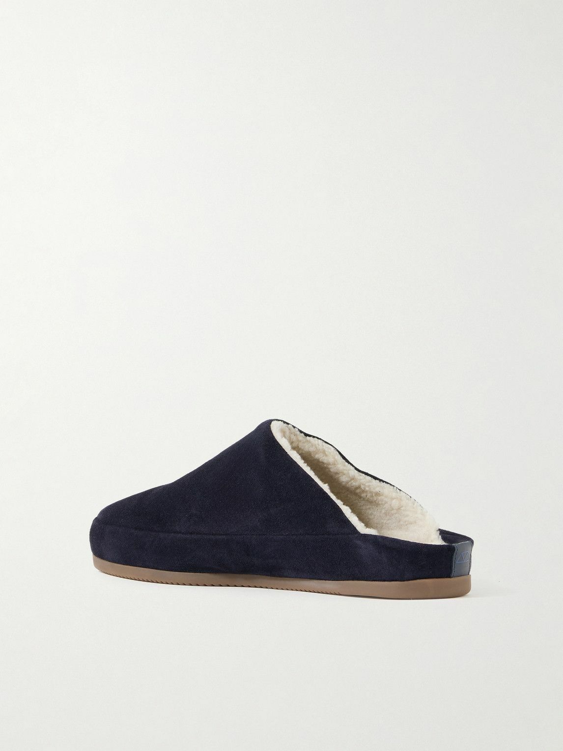 Mulo - Shearling-Lined Suede Slippers - Blue