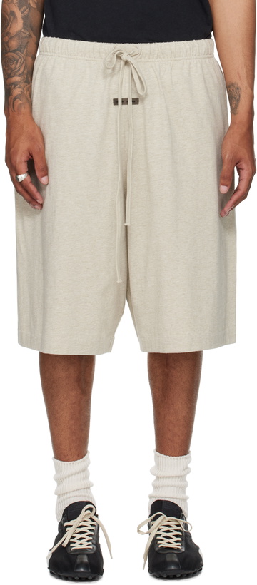 Photo: Fear of God ESSENTIALS Beige Basketball Jersey Shorts