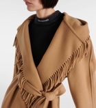 Balenciaga Fringed wool wrap coat