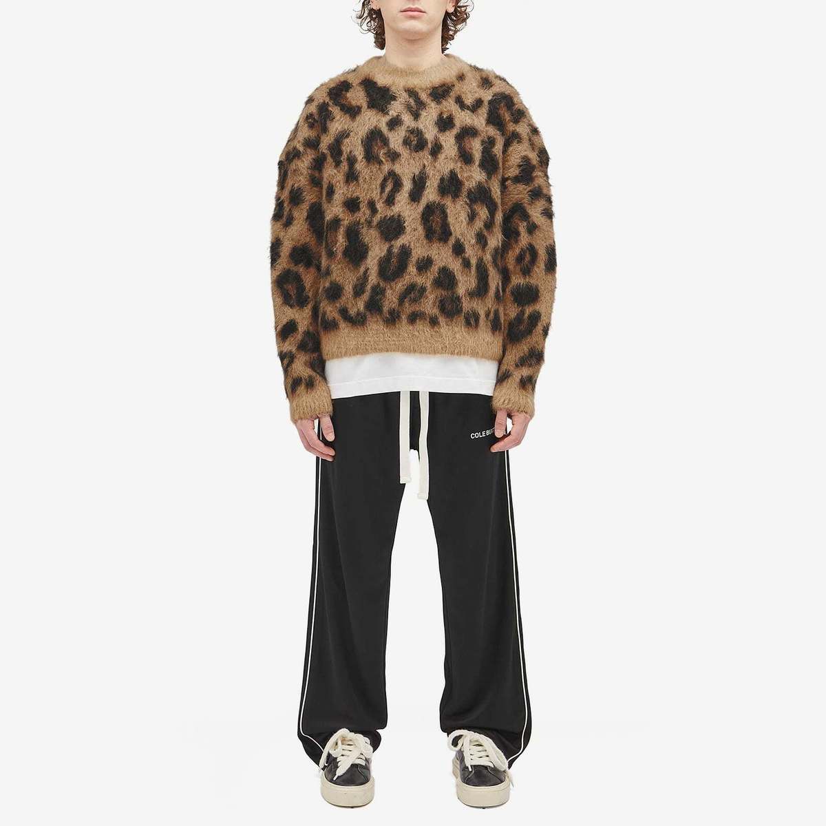 Cole Buxton Men's Leopard Knit Sweatshirt in Leopard Print