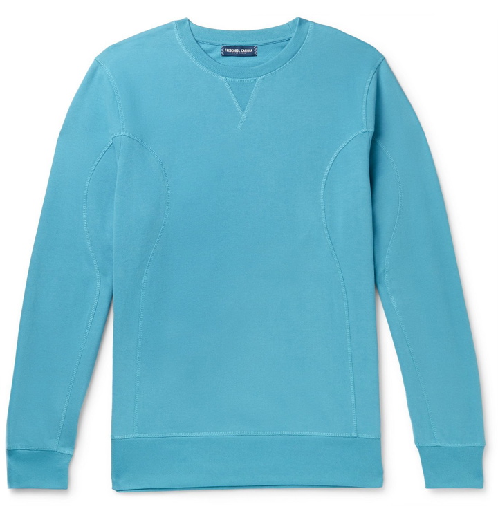 Photo: Frescobol Carioca - Leblon Organic Loopback Cotton-Jersey Sweatshirt - Blue