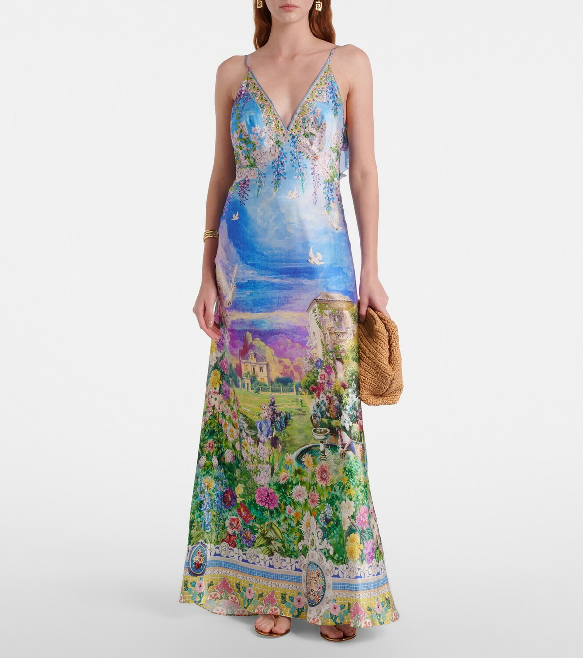 Camilla Printed silk slip dress