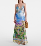 Camilla Printed silk slip dress