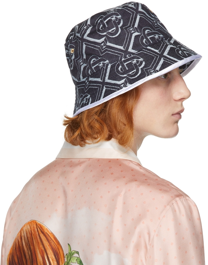 Monogram Jacquard Denim Bucket Hat In Blue