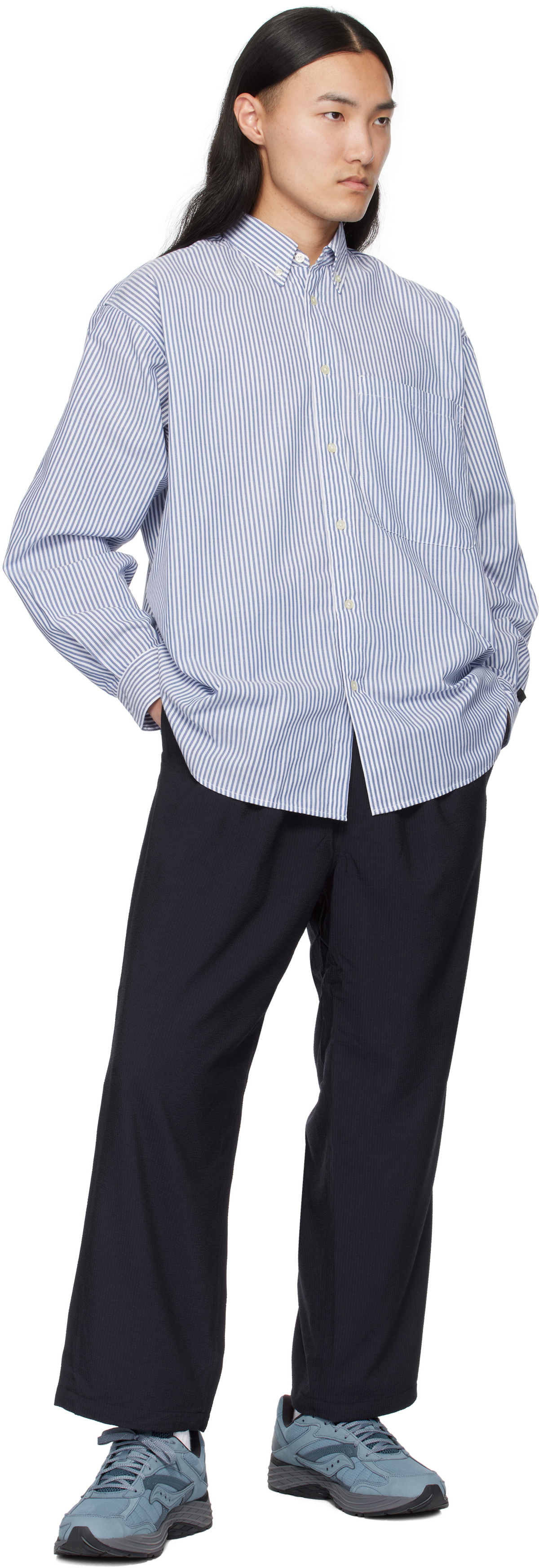 人気 DAIWA PIER39 Navy Tech Wide Easy 2P Trousers Daiwa Pier39 パンツ