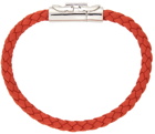 Salvatore Ferragamo Red Leather Gancini Bracelet