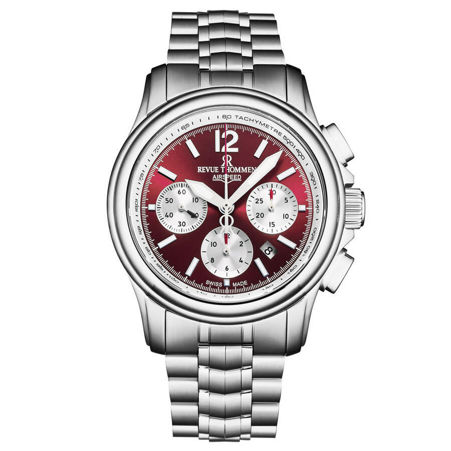 Revue Thommen Air Speed Chronograph Automatic Red Dial Mens Watch