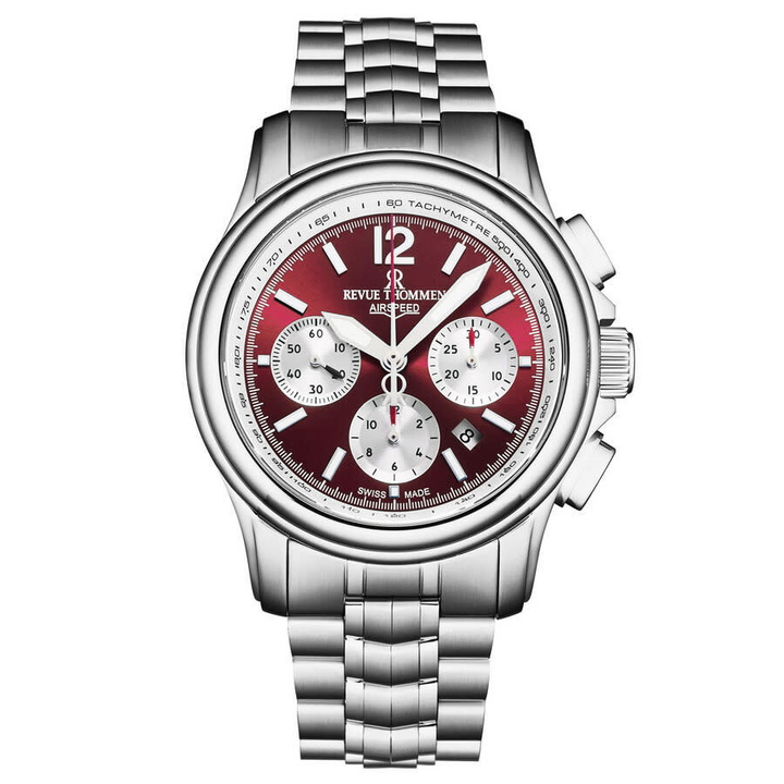 Photo: Revue Thommen Air Speed Chronograph Automatic Red Dial Mens Watch 16041.6436
