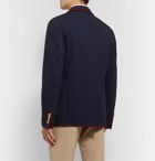 Gucci - Unstructured Logo-Appliquéd Wool and Cotton-Blend Blazer - Blue