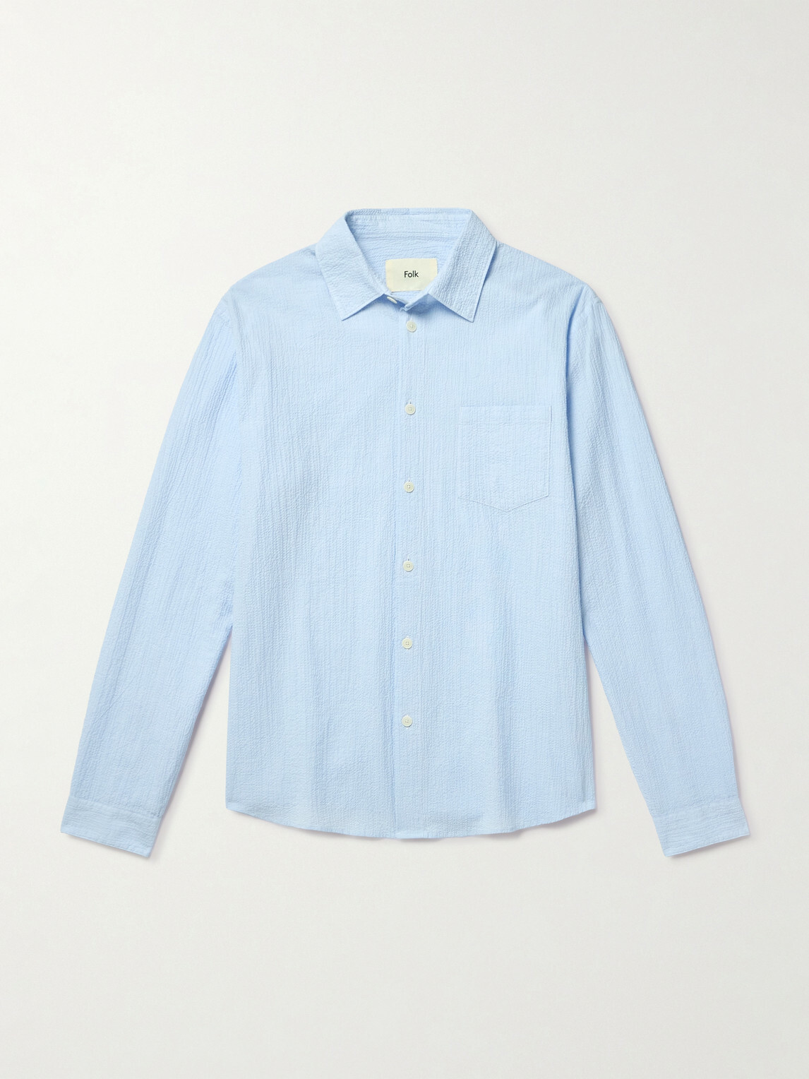 Folk - Textured Cotton-Blend Shirt - Blue
