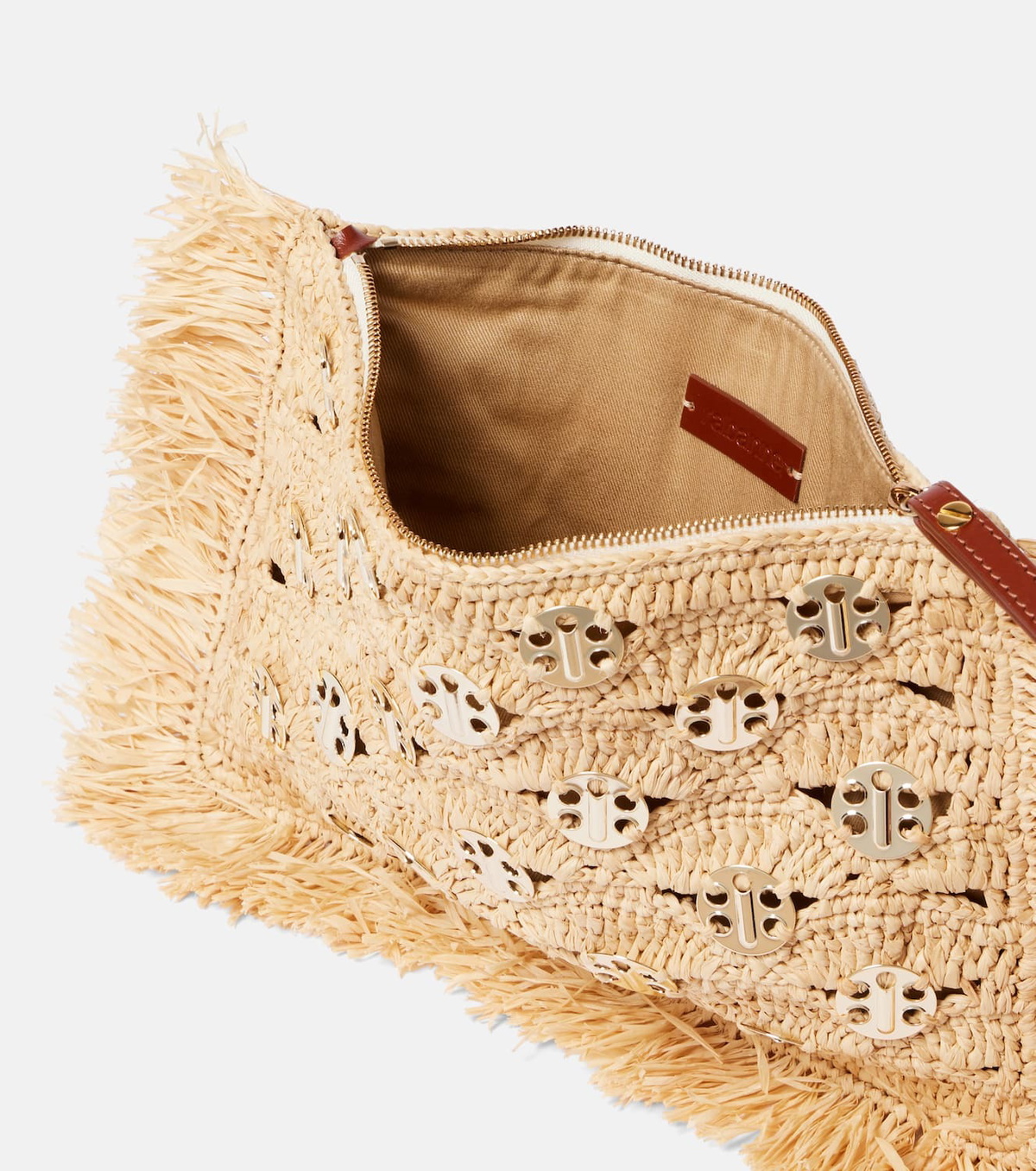 Rabanne Embellished raffia clutch