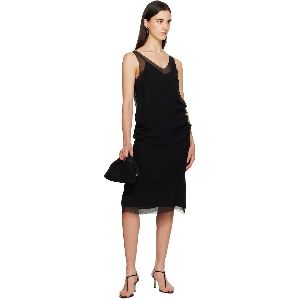 TOTEME Black Chiffon Slip Top