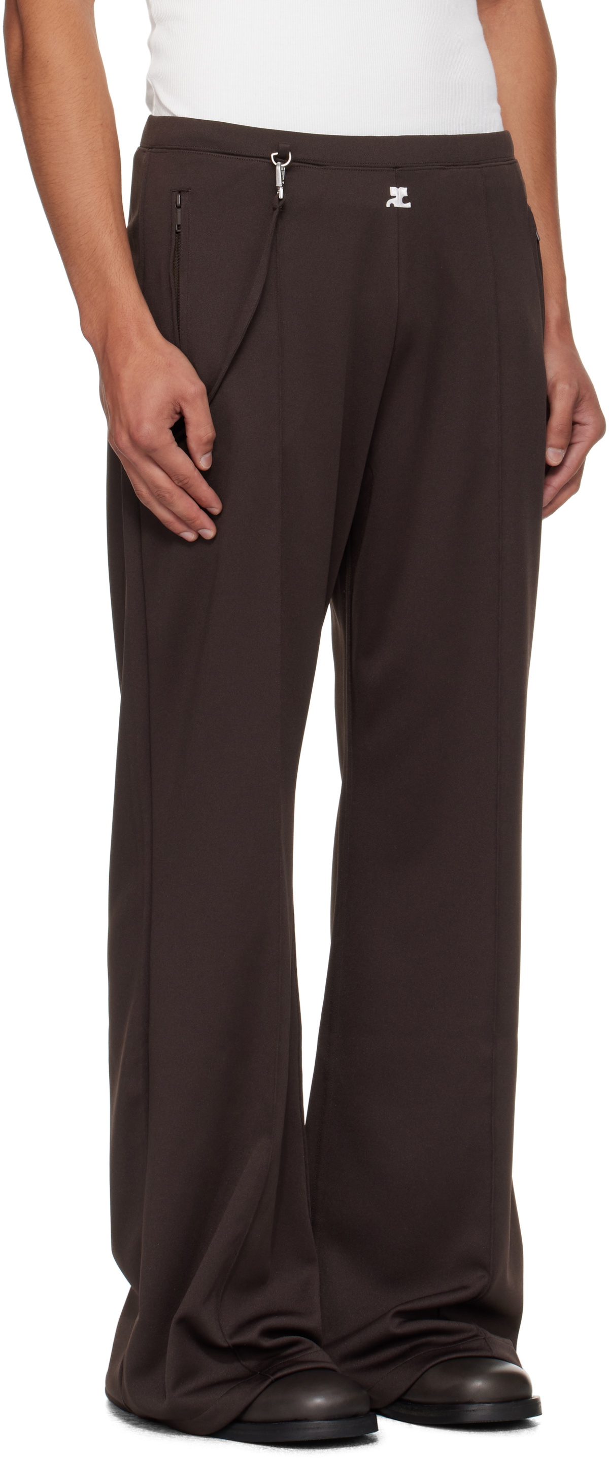 Courrèges Brown Flare Interlock Tracksuit Pants