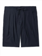 Monitaly - Straight-Leg Pleated Cotton Shorts - Blue