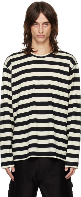 Photo: Junya Watanabe Black & Off-White Wool Stripe Long Sleeve T-Shirt