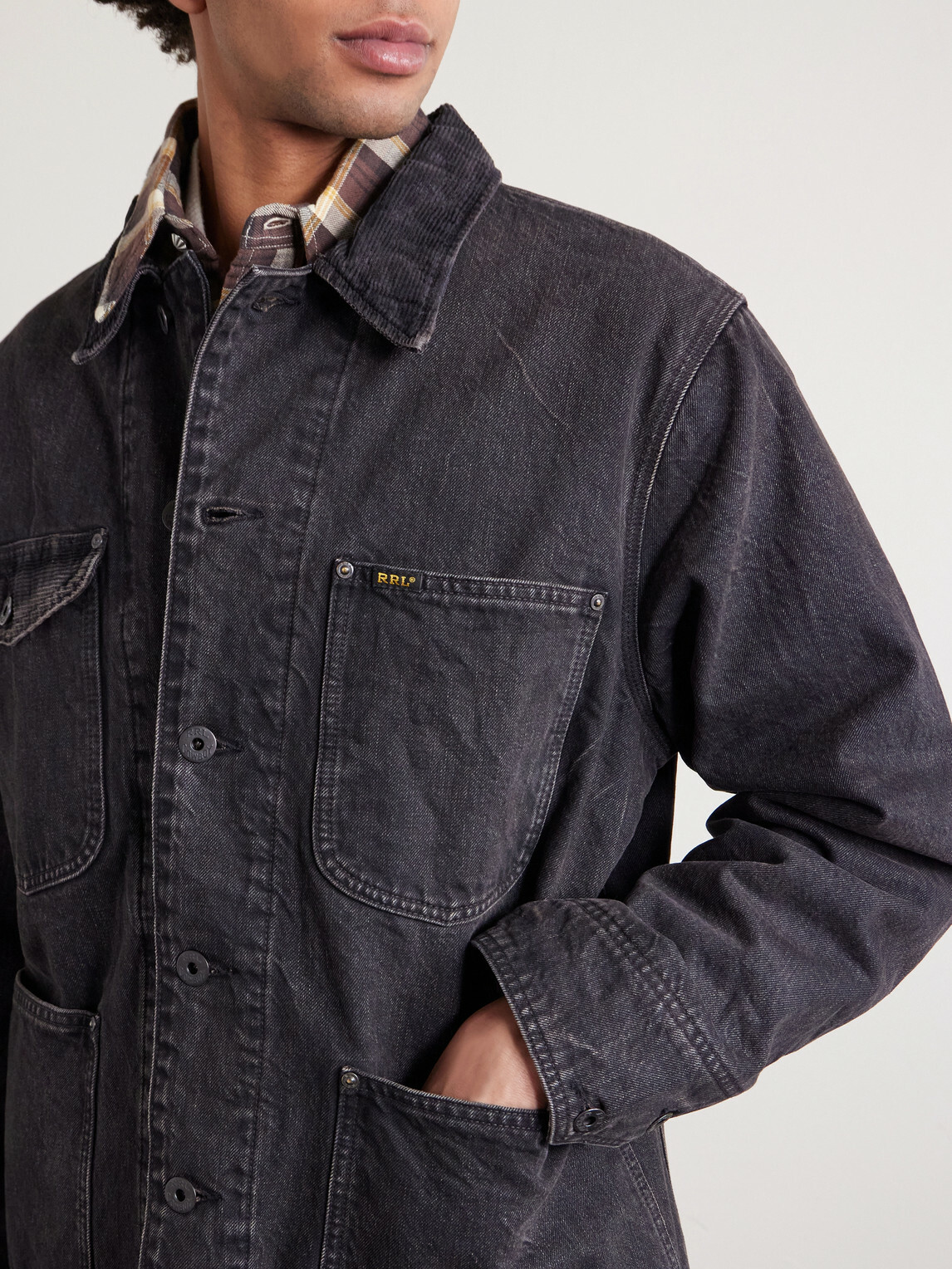 RRL - Corduroy-Trimmed Denim Jacket - Black
