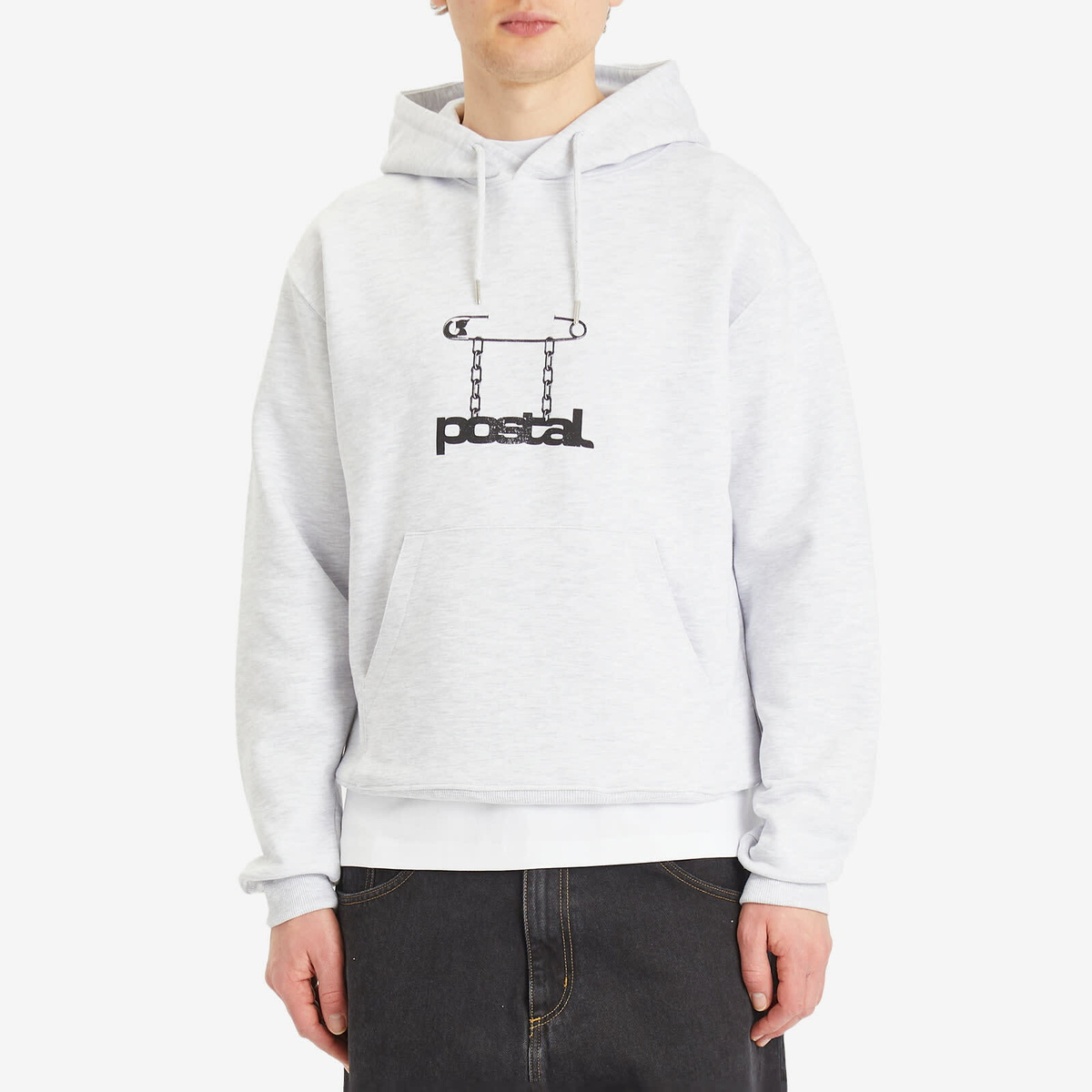 POSTAL Men's Safety Pin Hoodie in Marl Grey