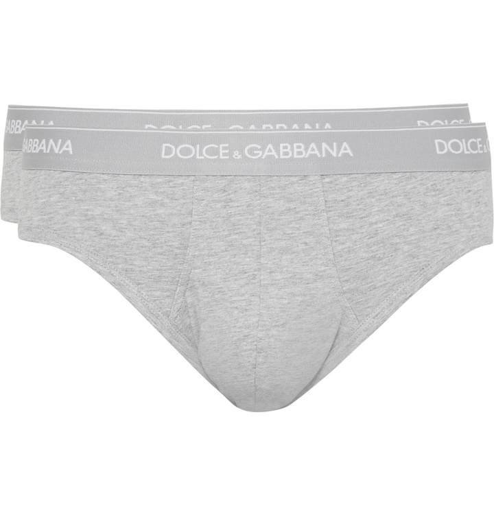 Photo: Dolce & Gabbana - Two-Pack Stretch-Cotton Briefs - Gray