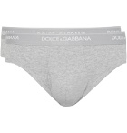 Dolce & Gabbana - Two-Pack Stretch-Cotton Briefs - Gray