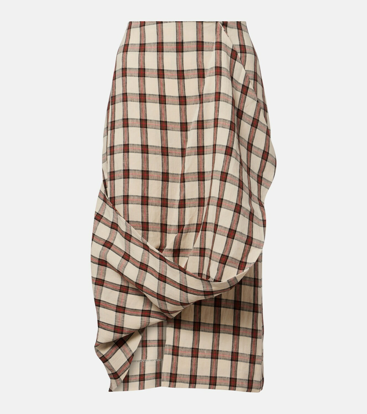 Róhe Checked linen midi skirt