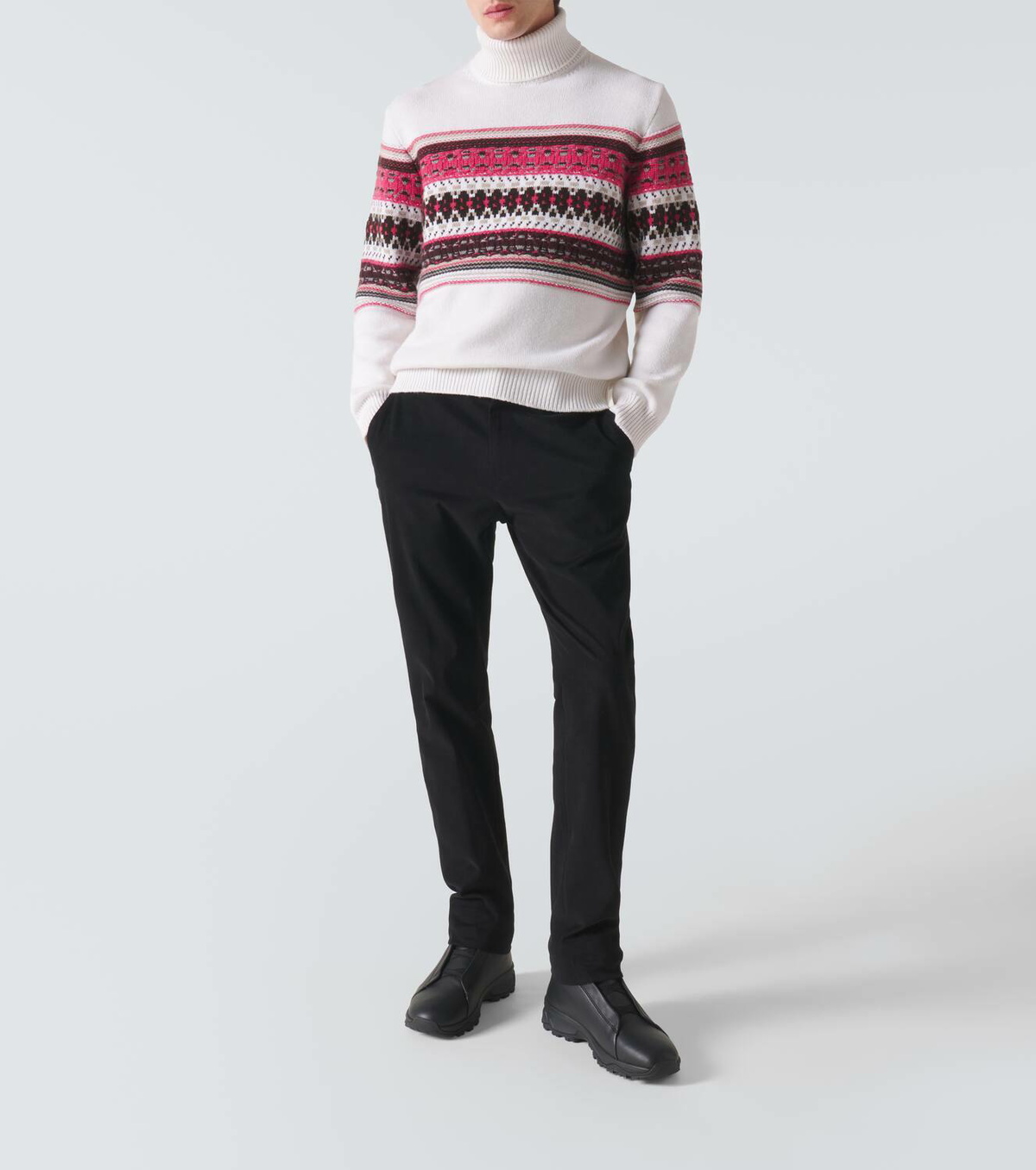 Zegna Intarsia cashmere turtleneck sweater