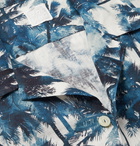 120% - Camp-Collar Printed Linen Shirt - Blue