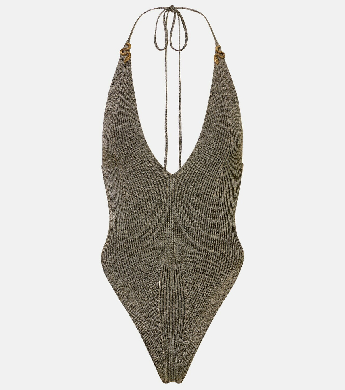 Roberto Cavalli Embellished halterneck lamé bodysuit