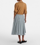 Prada Checked cotton-blend chambray midi skirt